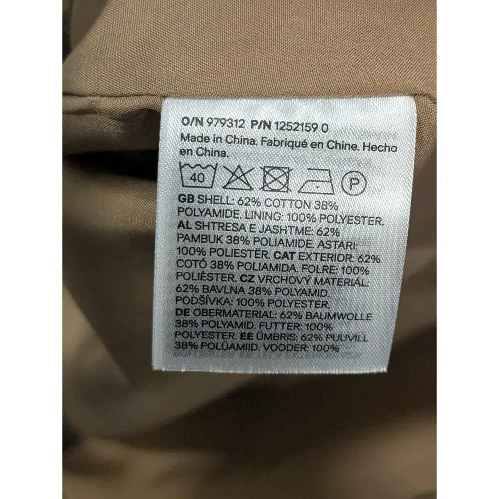 Excellent Condition H&M Women Long Button Down Trench Coat Size Medium Beige - Picture 6 of 7